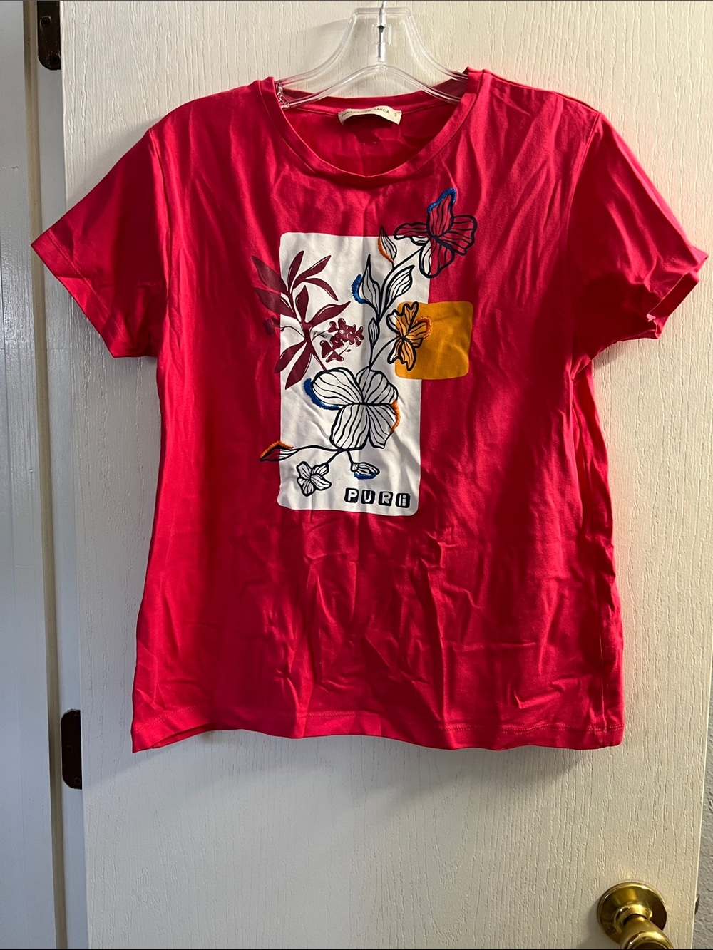 Women's Short Sleeve Floral Graphic Tee - Pink